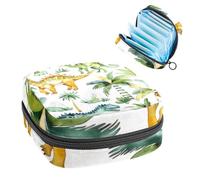 Sac de rangement pour serviettes hygiéniques, sac menstruel pour l'école, les adolescentes, les paumes dinosaures, pochette portable avec fermeture éclair, sac de serviettes hygiéniques porte-tampons