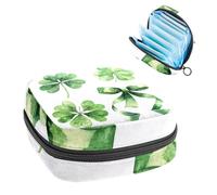 Sac de rangement pour serviettes hygiéniques, trèfle à l'aquarelle, trèfle et ruban, sac portable pour serviettes menstruelles, protège-culottes, tampons hygiéniques, support de rangement pour femme,