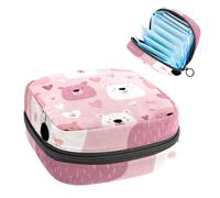 Sac de rangement pour serviettes hygiéniques, visages d'ours mignons et cœurs en rose doux, sac de rangement pour serviettes menstruelles, protège-slips pour femmes, école, bureau