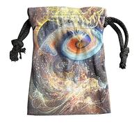 Sac de rangement pour tarot - Pochette de rangement en velours avec cordon de serrage avec motif univers | 13 x 18 cm pour cartes de tarot, cartes Oracle, dés, cristaux et fournitures de divination