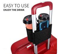Sac de rangement pour tasse d'eau minimaliste noir, s'adapte aux poignées des valises à roulettes. Cadeau pour les agents de bord, les voyageurs. Accessoires essentiels de voyage. Organisateur de voya