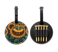 Sac de rangement pour tee de golf abstrait tournesol noir, sac de rangement multifonctionnel pour tee de golf pour homme, matériau PU durable