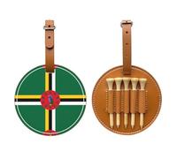Sac de rangement pour tee de golf drapeau du Commonwealth de la Dominique, sac de rangement multifonctionnel pour tee de golf pour homme, matériau PU durable