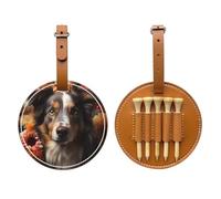 Sac de rangement pour tee de golf en forme de chien mignon avec fleurs, sac de rangement multifonctionnel pour homme, matériau PU durable