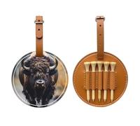 Sac de rangement pour tee de golf imprimé bison nord-américain noir - Design portable, facile à organiser, Brun, One Size