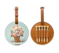 Sac de rangement pour tee de golf imprimé crème glacée et fleurs - Design portable, facile à organiser, marron, One Size