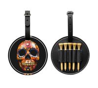 Sac de rangement pour tee de golf imprimé Day of The Dead Masks noir - pour homme uniquement, matériau PU durable, facile à transporter, améliore l'expérience de golf