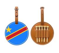 Sac de rangement pour tee de golf imprimé drapeau du Congo Marron - Design portable, facile à organiser