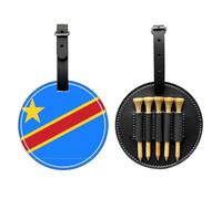 Sac de rangement pour tee de golf imprimé drapeau du Congo Noir - Design portable, facile à organiser