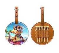 Sac de rangement pour tee de golf imprimé Happy Little Dinosaur noir - Design portable, facile à organiser, Brun, One Size