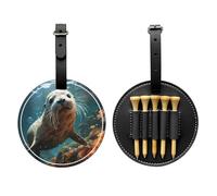 Sac de rangement pour tee de golf imprimé noir avec motif phoque dans l'eau, design portable, facile à organiser, Noir/blanc, One Size