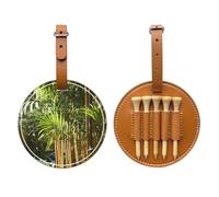 Sac de rangement pour tee de golf imprimé plantes vertes fraîches marron - pour homme uniquement, matériau PU durable, facile à transporter, améliore l'expérience de golf