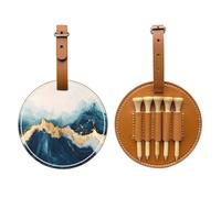 Sac de rangement pour tee de golf marron avec feuille d'or - Sac de rangement multifonction pour tee de golf pour homme - Matériau PU durable