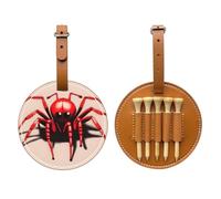 Sac de rangement pour tee de golf mignon avec imprimé araignée rouge marron - Design portable, facile à organiser