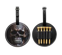 Sac de rangement pour tee de golf noir avec tête de mort cuivrée - Facile à transporter et plus efficace pour jouer au golf