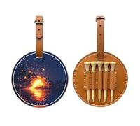 Sac de rangement pour tee de golf Pixel Particle Storm marron, sac de rangement multifonctionnel pour tee de golf pour homme, matériau PU durable