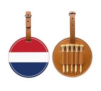 Sac de rangement pour tees de golf avec drapeau néerlandais, sac de rangement multifonction pour homme, matériau PU durable