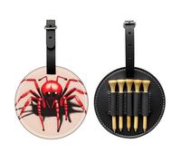 Sac de rangement pour tees de golf avec imprimé noir mignon petite araignée rouge - Design portable, facile à organiser
