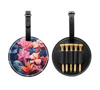 Sac de rangement pour tees de golf avec motif de plantes tropicales colorées - Design portable avec boucle de suspension