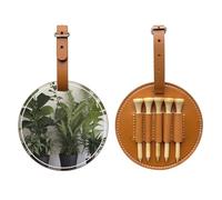 Sac de rangement pour tees de golf avec motif de plantes vertes - Pour homme uniquement, matériau PU durable, facile à transporter, améliore l'expérience de golf
