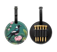 Sac de rangement pour tees de golf avec motifs géométriques de plantes et d'animaux - Noir - Pour homme uniquement, matériau PU durable, facile à transporter, améliore l'expérience de golf