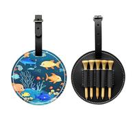 Sac de rangement pour tees de golf Bleu Underwater World of Fish - Design portable avec boucle de suspension, Noir , Taille unique, Valise