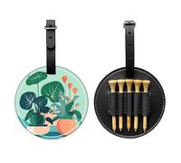 Sac de rangement pour tees de golf d'intérieur en pot de plantes vertes - Sac de rangement multifonctionnel pour tee de golf pour homme, matériau PU durable