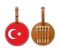 Sac de rangement pour tees de golf Drapeau de la Turquie Marron - Facile à transporter et plus efficace pour jouer au golf