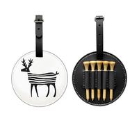 Sac de rangement pour tees de golf imprimé cerf amusant noir - Design portable, facile à organiser, noir, One Size