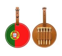 Sac de rangement pour tees de golf imprimé drapeau portugais marron - Design portable, facile à organiser