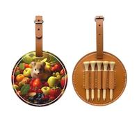 Sac de rangement pour tees de golf imprimé hamster et fruits - Design portable, facile à organiser, Brun, One Size