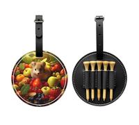 Sac de rangement pour tees de golf imprimé hamster et fruits - Design portable, facile à organiser, noir, One Size