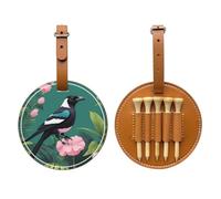 Sac de rangement pour tees de golf imprimé marron avec motifs géométriques de plantes et d'animaux - Pour homme uniquement, matériau PU durable, facile à transporter, améliore l'expérience de golf