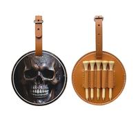 Sac de rangement pour tees de golf marron avec tête de mort cuivrée - Facile à transporter et plus efficace pour jouer au golf