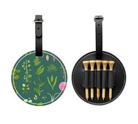 Sac de rangement pour tees de golf noir avec fleurs et plantes, sac de rangement multifonctionnel pour tee de golf pour homme, matériau PU durable