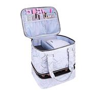 Sac de rangement pour vernis à ongles NailTech - Double couche amovible - Peut contenir 30 bouteilles de vernis à ongles - Pour femme, Marbre blanc., Beauté de masse