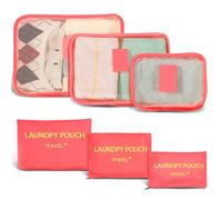 Sac de rangement pour vêtements 6 Pcs CONFOZEN sac de voyage tissu Oxford Il existe 6 tailles différentes Conception portable Rouge