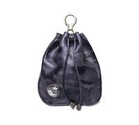 Sac de rangement rétro en cuir de vachette vintage avec cordon de serrage et porte-clés pour homme et femme, Noir , pochette cuir vintage