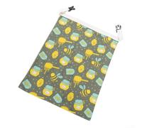 Sac de rangement réutilisable en cire d'abeille avec couche extérieure en coton et lin respirant et intérieur en cire d'abeille pour un échange d'air optimal (A)