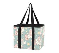 Sac de rangement réutilisable pour coffre de voiture - Motif jument enchanté - Sac fourre-tout pliable et robuste avec poignées et fond rigide pour cuisine, pique-nique