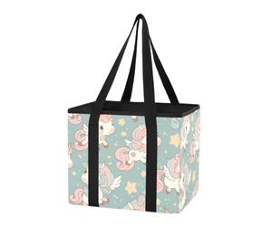 Sac de rangement réutilisable pour coffre de voiture - Motif jument enchanté - Sac fourre-tout pliable et robuste avec poignées et fond rigide pour cuisine, pique-nique
