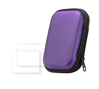 Sac de Rangement Rigide pour R36S/R35S/RGB20S Console de Jeux, Film de Protection pour R36S/R35S/RGB20S Console de Jeux (2pcs+Violet)
