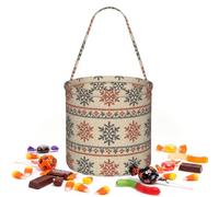 Sac de rangement rond classique avec motif flocon de neige pour Halloween | Tissu sergé léger réutilisable pouvant contenir des cadeaux essentiels pour une utilisation en fête