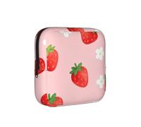 Sac de rangement sans couture en forme de fleur de fraise - Hygiène féminine - Étui de voyage pour serviettes hygiéniques - Pochette discrète pour sac à main ou bureau