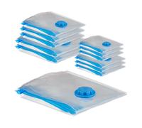 Relaxdays Sacs sous Vide, Lot de 12, Housses de Rangement, 4 Tailles, vêtements & couvertures, à Aspirer, Transparent