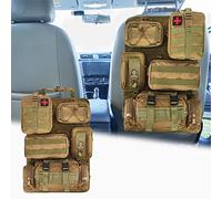 Sac de rangement tactique universel pour dossier de siège avec 5 pochettes Molle amovibles pour tous les véhicules tels que Jeep, camion, SUV, voiture, Ford, Chevy, Toyota, etc. (N Kaki)