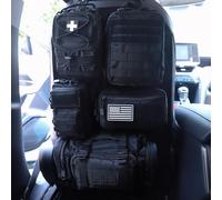 Sac de rangement tactique universel pour dossier de siège de véhicule avec 5 pochettes Molle amovibles pour tous les véhicules tels que Jeep, camion, SUV, voiture, Ford, Chevy, etc. (B-Noir)