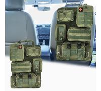 Sac de rangement tactique universel pour dossier de siège de véhicule avec 5 pochettes Molle amovibles pour tous les véhicules tels que Jeep, camion, SUV, voiture, Ford, Chevy, etc. (Modèle B - Vert