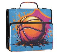 Sac de rangement tendance Pop Art Basketball à 3 anneaux avec poignée et bandoulière, capacité de 500 feuilles, sac de rangement multi-poches pour l'école et le bureau