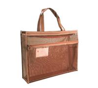 Sac de rangement transparent en avec poignée et fermeture éclair | Projet A3 pour l'école, les puzzles, les cosmétiques, l'organisation de la maison 43 x 33 x 11 cm, Kaki, Refer to description